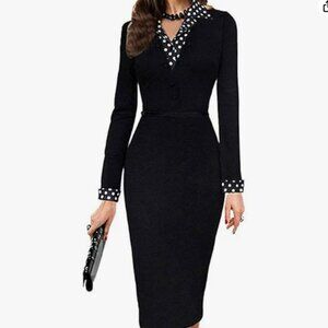 Women's Casual Long Sleeve Midi Pencil Dress